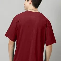 GLOWBERRY Men Pack of 2 Solid Round Neck Cotton Oversized T-shirts image 3