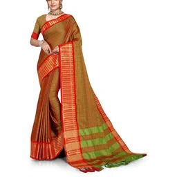 jayant creation Red Silk Cotton Chettid Sarees image 5