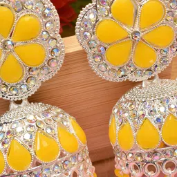 MEIRA JEWELLERY Silver Plated Artificial Stones Studded & Beaded Dome Shaped Jhumkas image 2