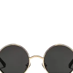 SPADEACES Unisex Kids Black Lens & Gold-Toned Round Sunglasses with UV Protected Lens image 2