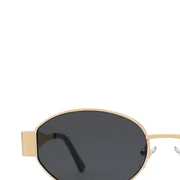 SPADEACES Unisex Oval Sunglasses with UV Protected Lens GOLD BLACK OVAL -5 image 3