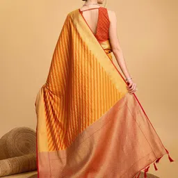 House Of Pataudi Woven Design Art Silk Leheria Sare image 5