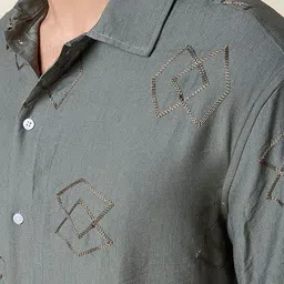 Thomas Scott Men Premium Fit Spread Collar Textured Casual Shirt image 3