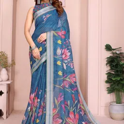 RUDRAKSH1991 Floral Pure Linen Saree-picture-32