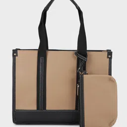 MINI WESST Women Colourblocked Shopper Tote Bag with Pouch-picture-24