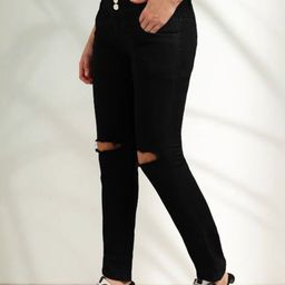 LINARIA Women Classic Slim Fit Slash Knee Cotton Jeans-picture-36