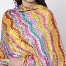 AKSHADEEP Printed Art Silk Leheriya Dupatta image 2