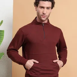 ARMENOR Men High Neck Half Zipper Sweatshirt-image-4