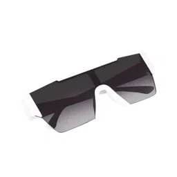 EYMEN I Unisex Black Lens & White Oversized Sunglasses with image 2