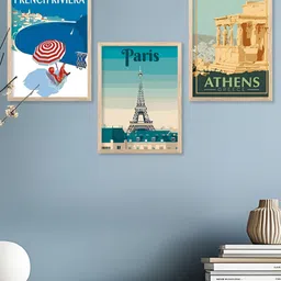 Kotart Brown & Blue 3 Pieces Wooden Wall Arts-picture-35