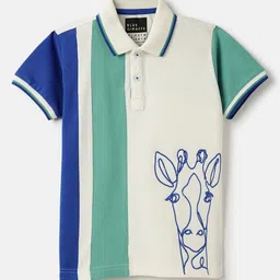 Blue Giraffe Boys Colourblocked Polo Collar T-shirt-image-11