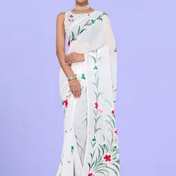 Avojee Floral Poly Georgette Saree-picture-13