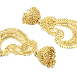 Shining Jewel - By Shivansh Gold-Plated Ghungroo Beaded Dome Shaped Jhumkas image 5