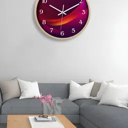 OLIVE TREE Cream-Coloured & Red Printed Contemporary Wall Clock image 1