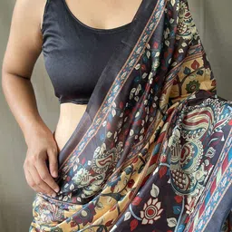 all about you Kalamkari Printed Saree With Unstitched Blouse image 3