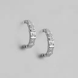 Carlton London 925 Sterling silver Circular Half Hoop Earrings-picture-40