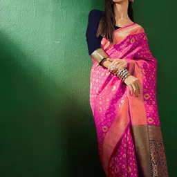 Suha Woven Design Zari Art Silk Banarasi Saree image 5