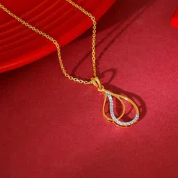 GIVA Women Gold Dual Dewdrop Diamond Pendant-picture-22
