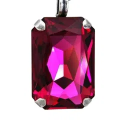 GenZcomplex Silver-Plated Ruby Stones Studded Square Shaped Pendant-picture-24