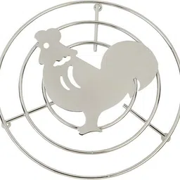 btl Round Table Ring, Design Chicken, Iron (Hot Pot Stand) (Trivet) (WDA-TR-Chicken) Chrome Trivet-picture-18