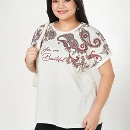 Honey Curvytude by Pantaloons Women Plus Size Cotton Ethnic Motifs Printed Top-picture-20