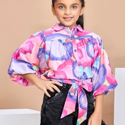 Peppermint Abstract Printed Puff Sleeve Top image 2