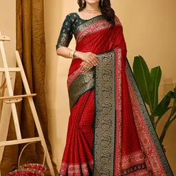 V3 FASHION STUDIO Zari Art Silk Banarasi Saree-image-78