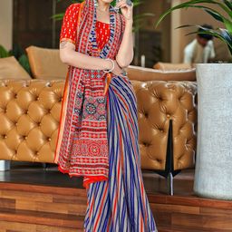 DIVASTRI Striped Zari Bagru Saree-picture-17