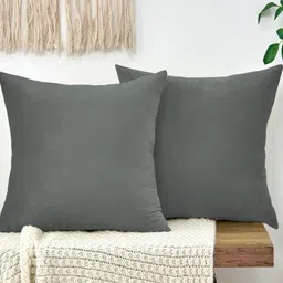 IVAZA Grey Set of 2 Velvet Square Cushion Covers-picture-37
