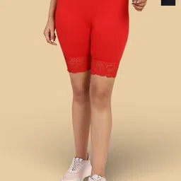 Jinfo Women Pack Of 2 Solid Skinny Fit Cycling Cotton Sports Shorts-image-58