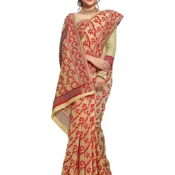 jayant creation Beige Silk Cotton Jamdani Sarees-picture-18