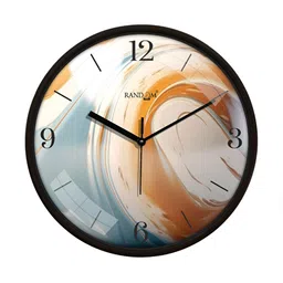 RANDOM Black & Blue Printed Contemporary Analogue Round Wall Clock image 2