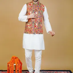 Wintage Men Embroidered Sleeveless Nehru Jacket-picture-15