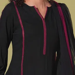 Moda Rapido Women Solid Kurta with Palazzos & Dupatta image 3