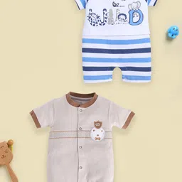 BABY GO Infant Boys Pack Of 2 Printed Pure Cotton Rompers-picture-30