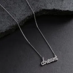 Carlton London Silver-Toned Rhodium-Plated CZ Stone-Studded Necklace image 1