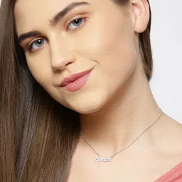 Carlton London Silver-Toned Rhodium-Plated CZ Stone-Studded Necklace image 4
