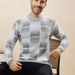 TYSORT Men Colourblocked Printed Woollen Pullover image 2