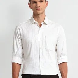 Arrow Men Modern Spread Collar Geometric Printed Cotton Slim Fit Formal Shirt-image-64