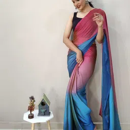 KALINI Ombre Poly Chiffon Designer Saree image 4