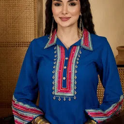 Stylum Women Ethnic Motifs Embroidered Regular Thread Work Kurta with Palazzos image 3