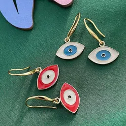 Digital Dress Room Set of 2 Evil-Eye Gold-Plated Contemporary Drop Earrings-picture-25