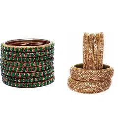 THE BLAZZE Set Of 2 Multi Glass Artificial Stones & Beads Bangle-picture-36