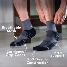 Heelium Unisex Pack Of 2 Striped Above Ankle Length 3X Tougher & Durable Athletic Socks image 2