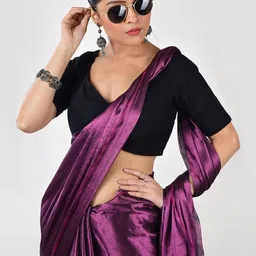 HERE&NOW Solid Tissue Saree with Blouse Piece image 4