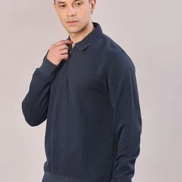 V-Mart Men Solid Mandarin Collar Long Sleeves Pullover Cotton Sweatshirt image 2