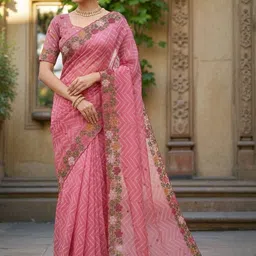 Pionex Ethnic Motifs Embroidered Saree-picture-17