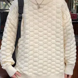 StyleCast x Revolte Cable Knit Round Neck Acrylic Longline Pullover image 5