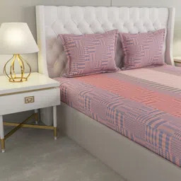 Raymond Home Pink & Beige Printed 140 TC Cotton Queen Bedsheet Set- 2.29 m x 2.54 m image 3