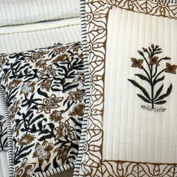 The Jaipur Wala Umber White & Brown Cotton Breathable Super King Bed Covers image 3